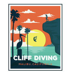 Cliff Diving California Beach Logo Designs