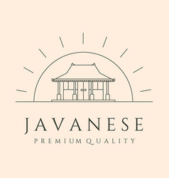 Javanese House And Sunset Line Art Logo Symbol