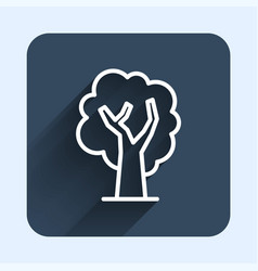 White Line Tree Icon Isolated With Long Shadow