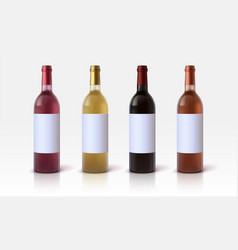 Realistic Wine Bottles 3d Glass Containers Mockup