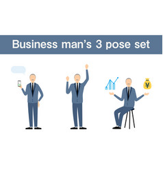 Senior Businessman In A Suit 3 Pose Set