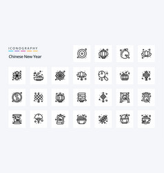 25 Chinese New Year Line Icon Pack