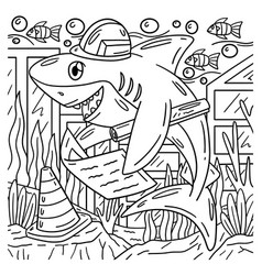 Engineer Shark Coloring Page For Kids