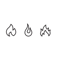 Fire Flames Outline Icon Set