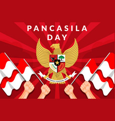 Pancasila Day Flat Banner Poster With Hand