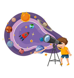 Boy Observing Planets With Telescope