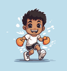 Cartoon Boy Boxer With Boxing Gloves