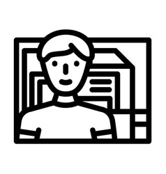 Computer Engineer Worker Line Icon