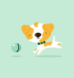 Cute Cartoon Running Dog With A Ball