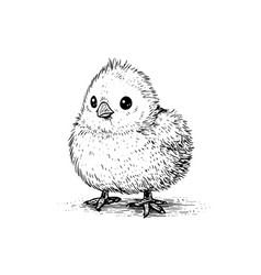 Cute Little Chicken Hand Drawn Ink Sketch