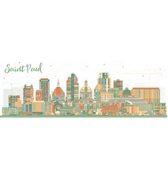 Saint Paul Minnesota City Skyline With Color