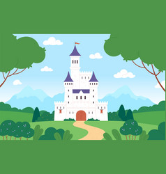 Fairy Castle On Fantasy Meadow In Forest Tale