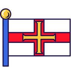 Guernsey Saint George Cross On Flagstaff