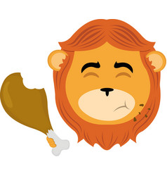 Head Lion Cartoon Eating Chicken Leg