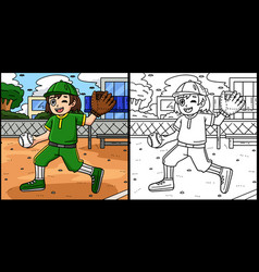 Baseball Girl Pitcher Coloring Page