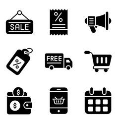 Cyber Monday Icons Set Of E-commerce And Shopping