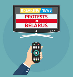 Protests In Belarus Breaking News Flat Design