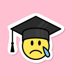 Sad Graduate Crying Emoji With Graduation Hat