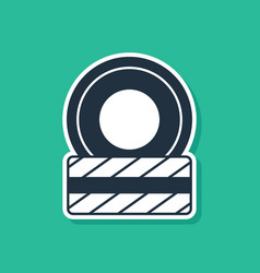 Blue Car Tire Wheel Icon Isolated On Green