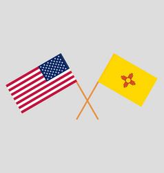 Crossed Flags Of The Usa And State New