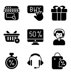 Cyber Monday Icons Set Of E-commerce And Shopping