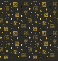 Seamless Pattern With Capital Letters And Hand