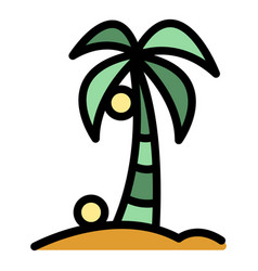 Coconut Palm Tree Icon Flat