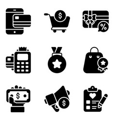 Cyber Monday Icons Set Of E-commerce And Shopping