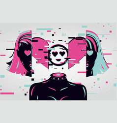 Glitch Girl Art Woman Portrait