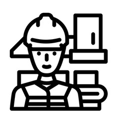 Industrial Engineer Worker Line Icon