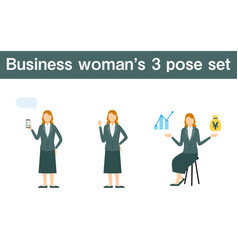 Senior Business Woman In Suit 3 Pose Set