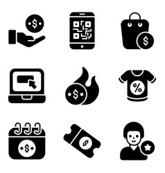 Cyber Monday Icons Set Of E-commerce And Shopping