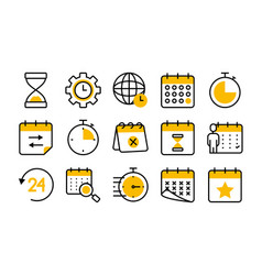 Global Sphere And Calendar Icon Set Half Line