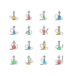 Hookah Rgb Color Icons Set Sheesha Bar Hooka