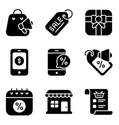 Cyber Monday Icons Set Of E-commerce And Shopping