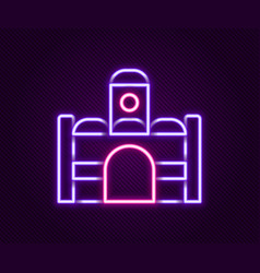 Glowing Neon Line Egyptian House Icon Isolated