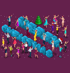 Isometric Celebration Men And Women Have Fun