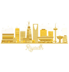 Riyadh City Skyline Golden Silhouette