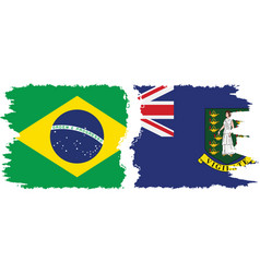 British Virgin Islands And Brazil Grunge Flags