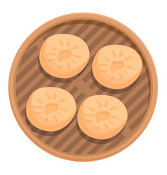 Top View Baozi Icon Cartoon Asian Steam