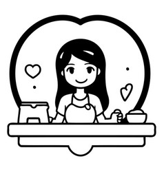 A Cute Girl Sitting At A Table In A Coffee Shop