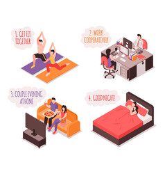 Daily Life Couple Isometric Concept