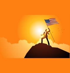 Flag Bearer Businessman Sunrise Glory Usa