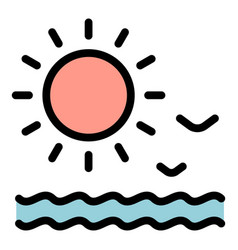 Ocean Summer Sun Icon Flat