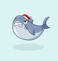 Cartoon Shark With Christmas Hat