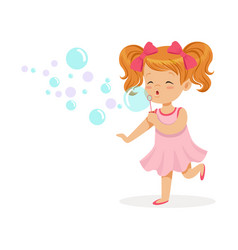 Adorable black cartoon girl in a pink pajamas Vector Image