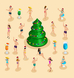 Isometric Celebration Men And Women In Bathing