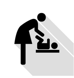 Symbol For Women And Baby Baby Changing Black