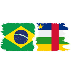 Central African Republic And Brazil Grunge Flags