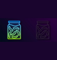 Glowing Neon Line Pickled Cucumbers In A Jar Icon